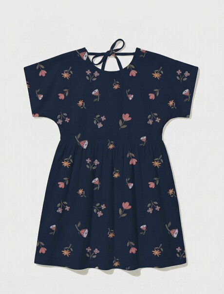 VESTIDO CORTO INFANTIL CON ESTAMPADO AZUL