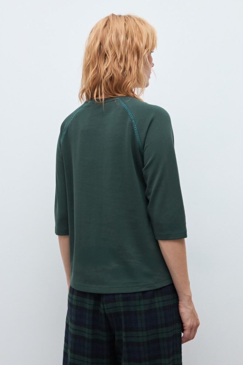 Remera manga raglan verde ingles