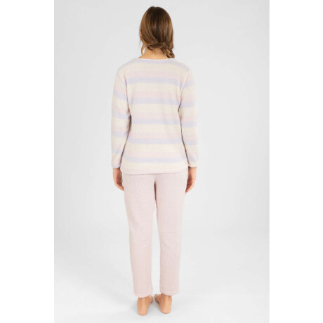 Pijama chenille rayado rosado Rosado