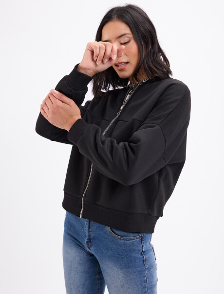 Campera felpa bomber negro