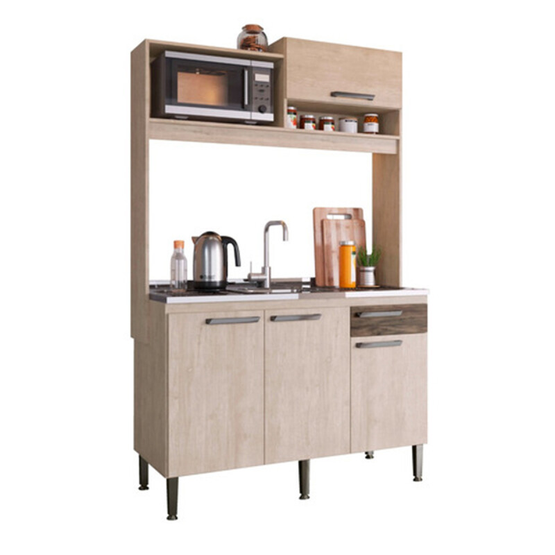 Mueble Cocina Compacta + Pileta Inox Premium 15m Latentación Color Rústico Mueble Cocina Compacta + Pileta Inox Premium 15m Latentación Color Rústico
