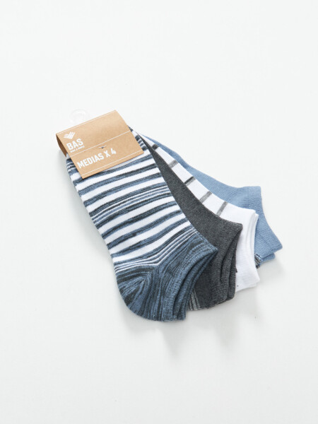 Pack X4 Medias Soquete Estampado Gris