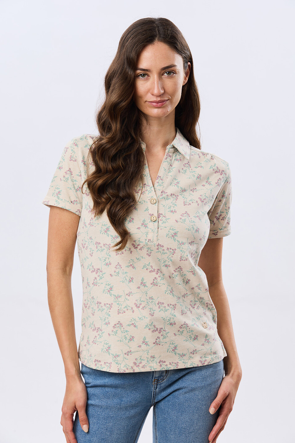 CAMISA ESTAMPADA DE ALGODÓN Beige
