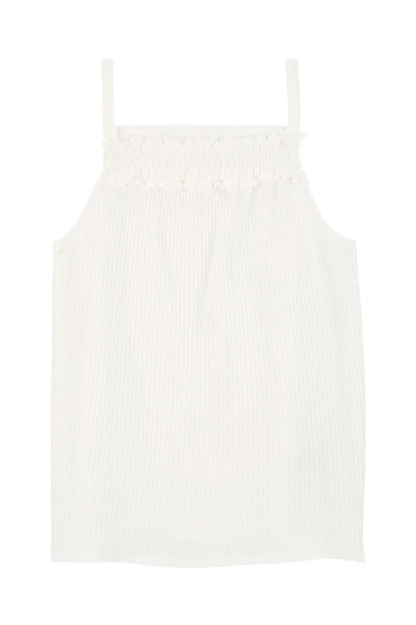 Musculosa de algodón, con fruncido y textura Musculosa de algodón, con fruncido y textura