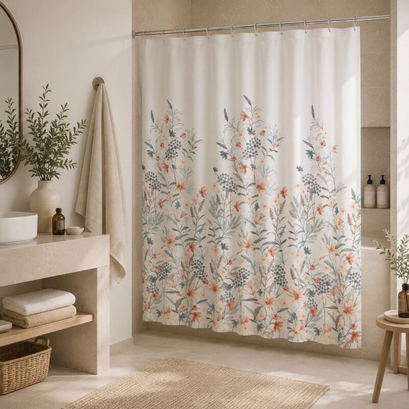 Cortina de Baño 180x180 Estampada Floral