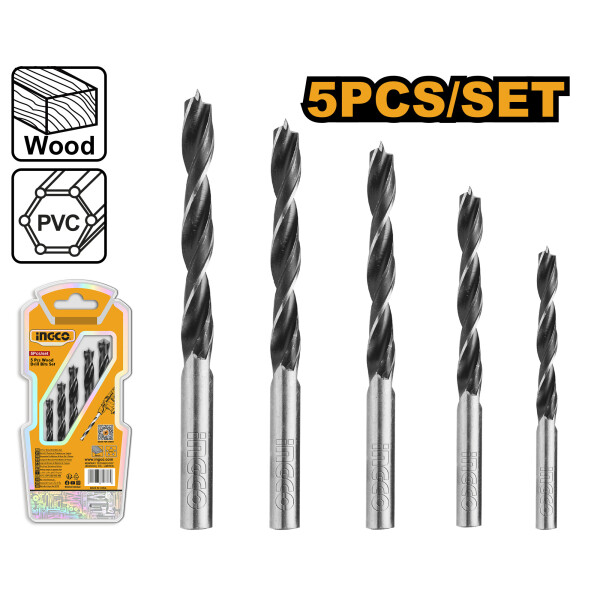 JUEGO 5 MECHAS 3 PUNTAS CORTE MADERA INGCO JUEGO 5 MECHAS 3 PUNTAS CORTE MADERA INGCO