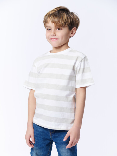 Remera estampa Rayas Blanco Y Beige
