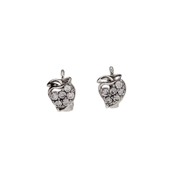 Caravanas Aros Frutilla-Plata 925-Piedra Zirconia-CA3088 conpiedra