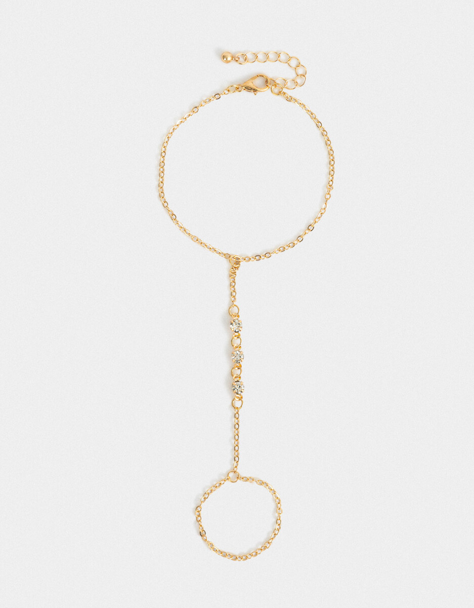 Pulsera Flexible Strass Con Anillo 