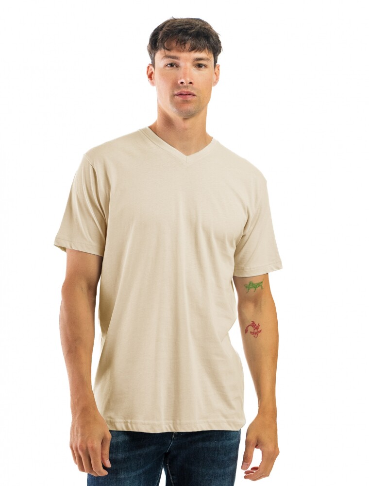 Remera Algodón Cuello V Beige