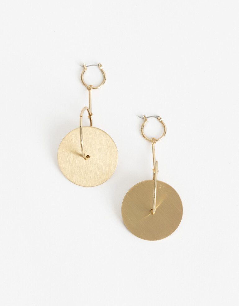 Aros Colgantes Largos Metal Aros Largos Círculos - Dorado