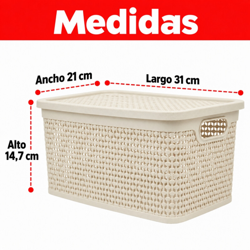 Set x6 Caja simil ratán 7,5 lts BEIGE