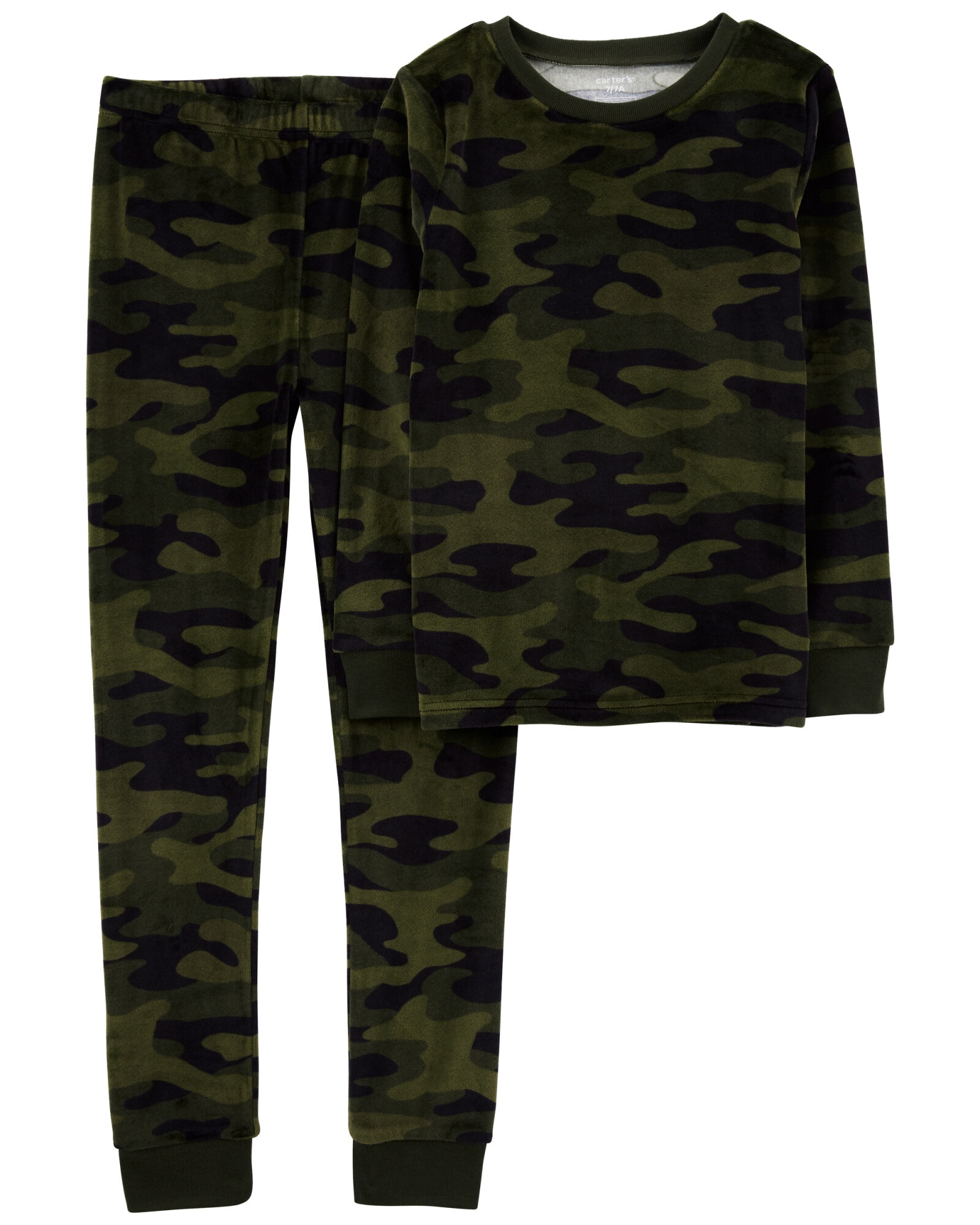 Pijama dos piezas pantalón y remera de micropolar diseño camuflado Sin color