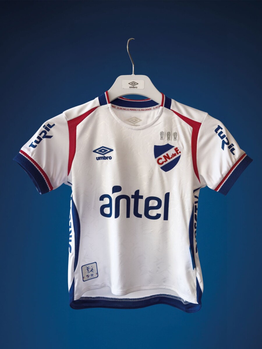 Camiseta Infantil Umbro Home Oficial 2025 - Blanco - Azul Real - Rojo 