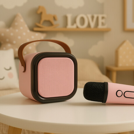 Parlante con luz y microfono karaoke Rosa