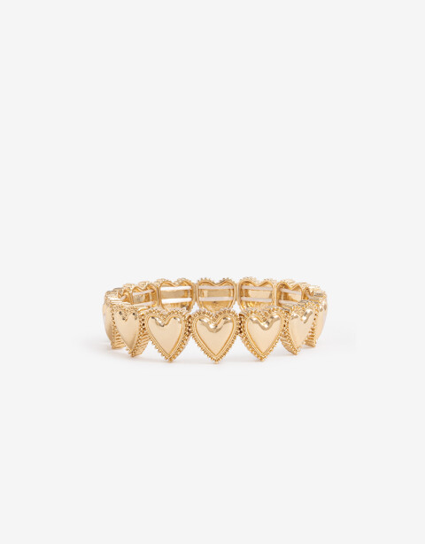 Pulseras Elásticas Metal Pulsera Elástica Corazón - Dorado
