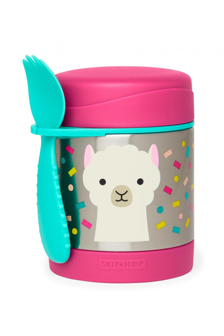 Tupper de acero inoxidable con cubierto diseño llama Sin color