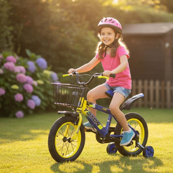 Bicicleta Infantil Yjtong R16 Canasto Parrilla Guardabarros Azul 1