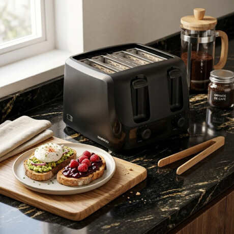 Tostadora eléctrica 4 panes Daewoo | 6 Niveles | Color negro Tostadora eléctrica 4 panes Daewoo | 6 Niveles | Color negro