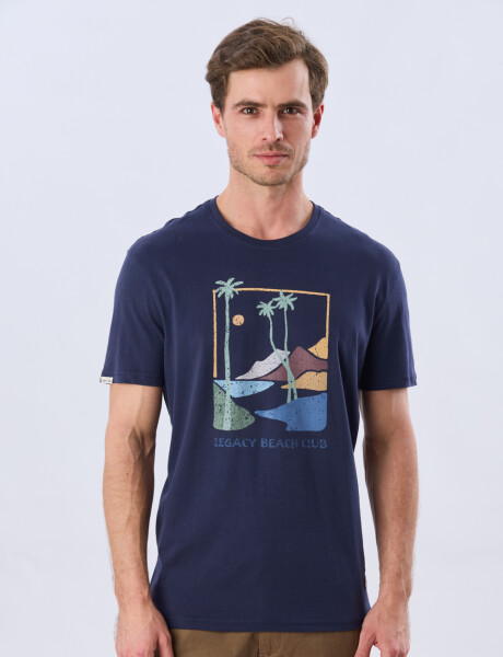 REMERA ESTAMPADA DE ALGODÓN Azul
