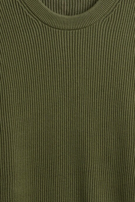 V-PLAITED RIB CREW Army Jacket Green