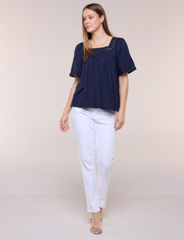 Blusa Esc Cuadrado P AZUL