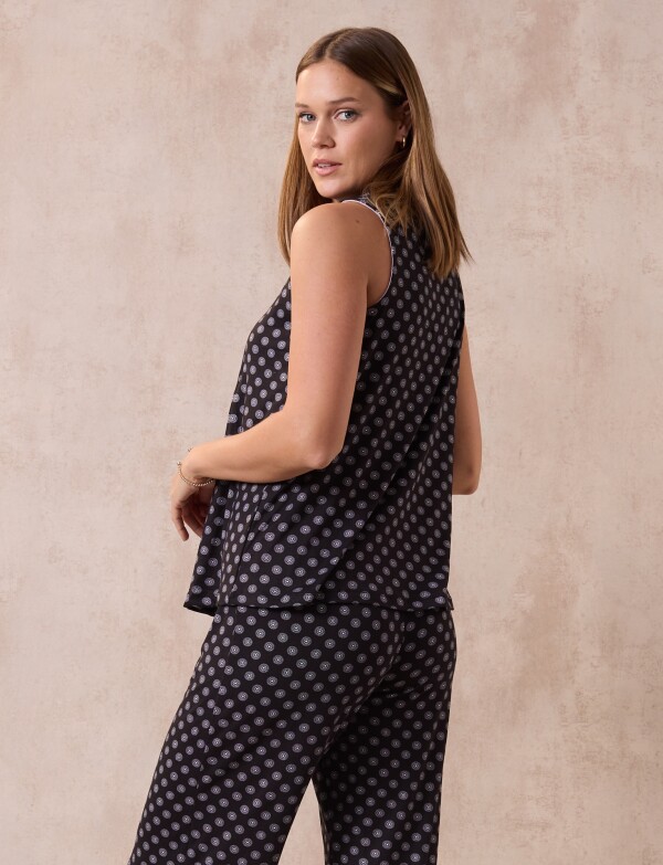 Pijama C/capri NEGRO/BLANCO
