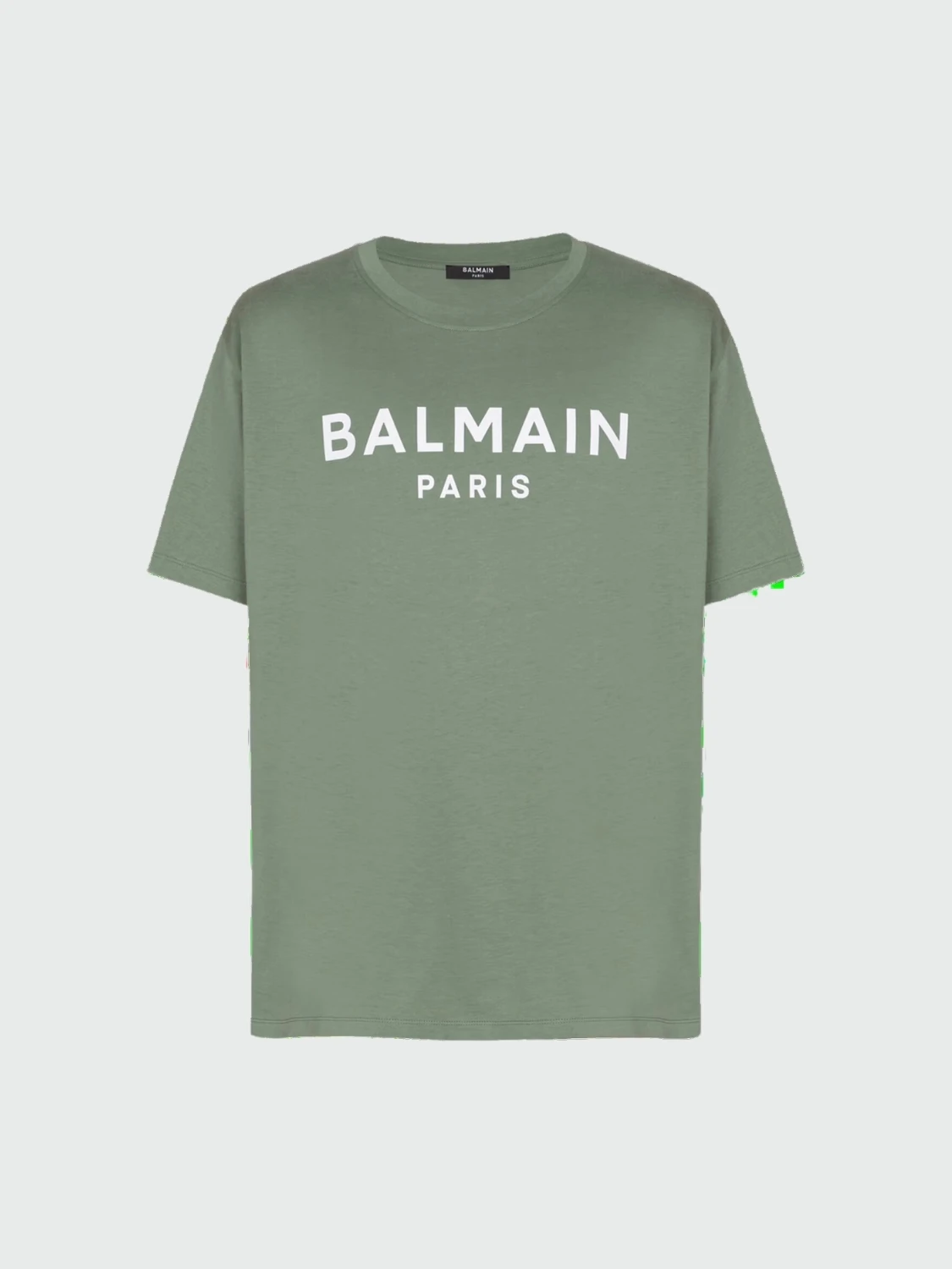 Balmain - Remera de jersey de algodón orgánico estampada Verde