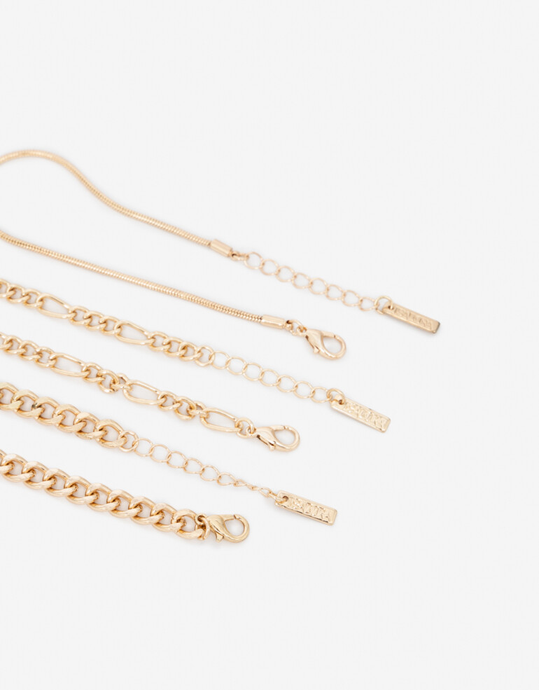 Pulseras Flexibles Sets Metal Set De Pulseras De Metal - Dorado