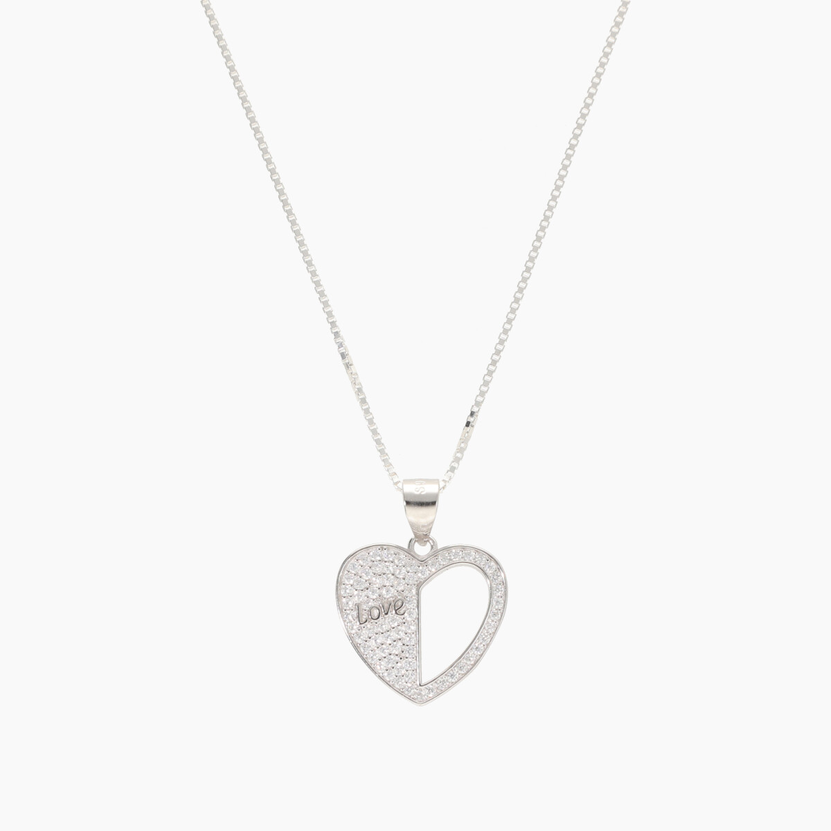 Cadena Con Dije De Corazón En Plata 925 Con Circonias 