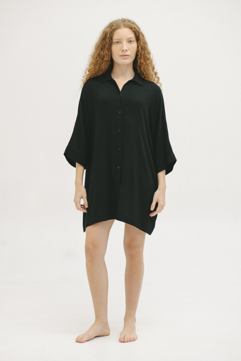 Beach Cover Up - Vestido Maura [V2] Lino Negro