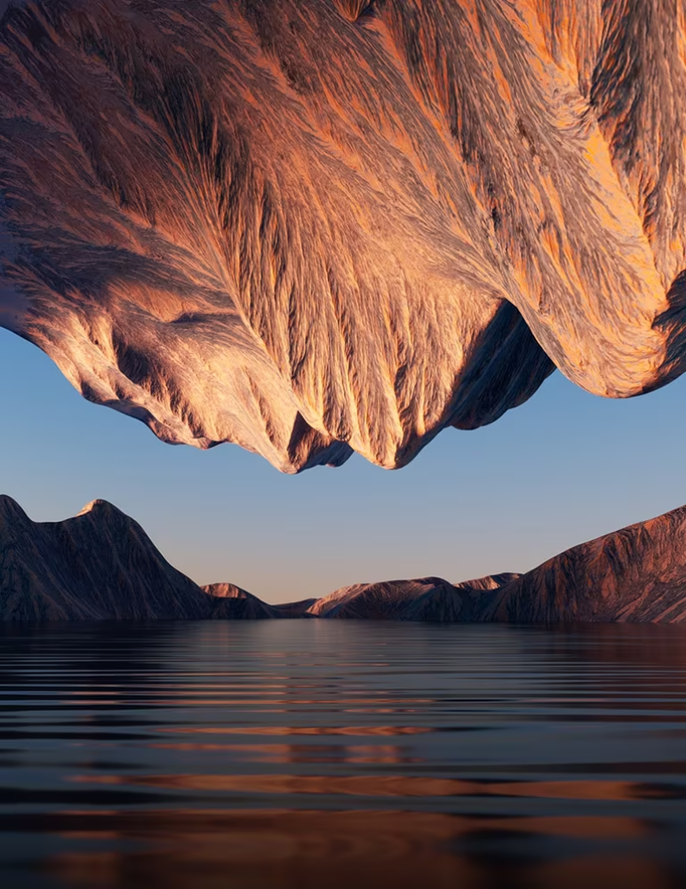La imagen de la naturaleza con la montaña rocosa enfrentada desde arriba y desde abajo muestra el contraste y los detalles.