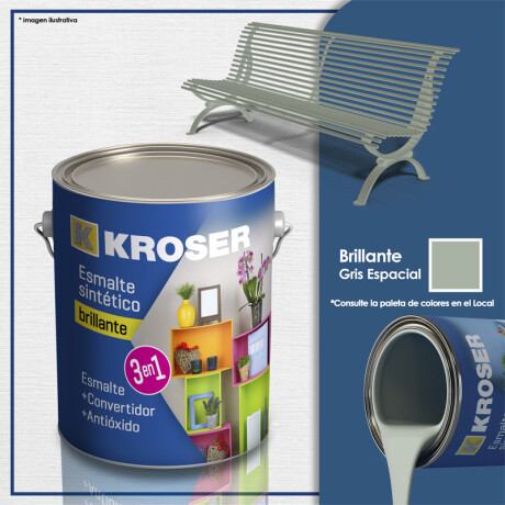 ESMALTE KROSER BRILLANTE 3EN1 GRIS ESPACIAL 1/4L ++ N/a