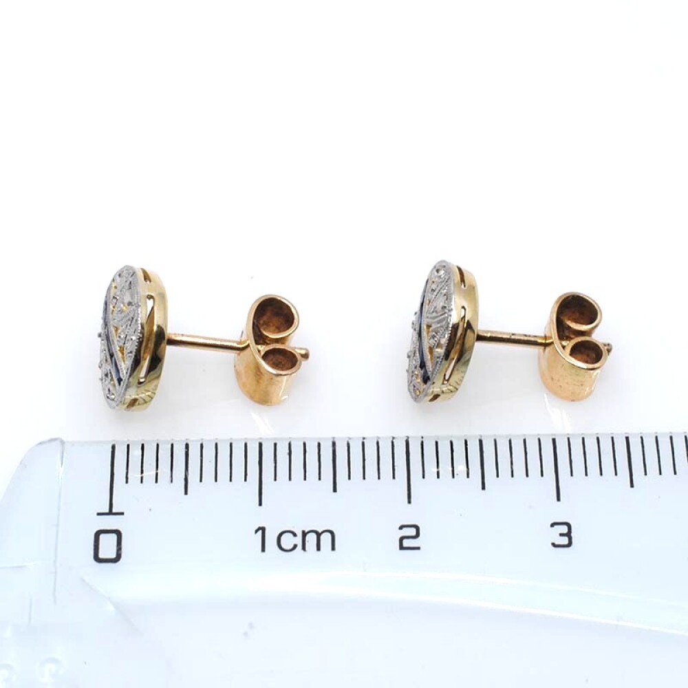 Caravanas oro 18k , diamantes y zafiros sintéticos Caravanas oro 18k , diamantes y zafiros sintéticos