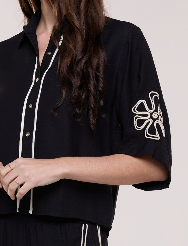 Conjunto Bordado Camisa & Pantalón NEGRO