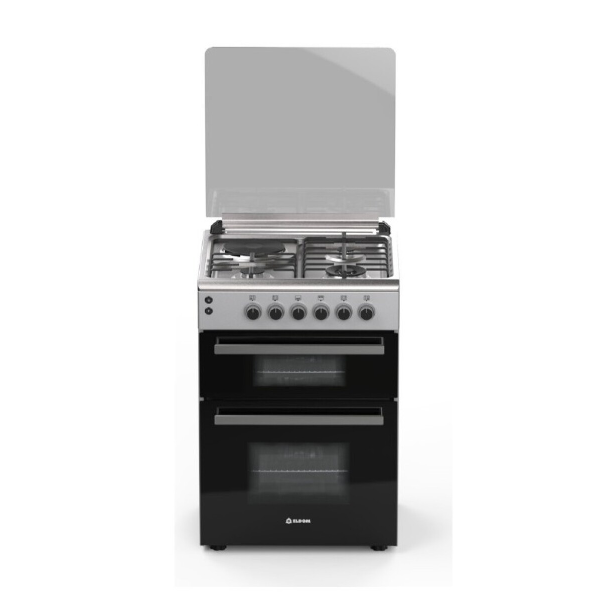 COCINA ELDOM VERONA INOX. DOBLE HORNO UNO A GAS UNO ELECTRICO. 3 HORNALLAS A GAS 1 DISCO ELECT. 
