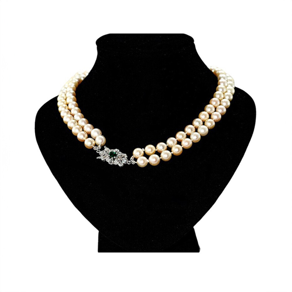 Collar De Perlas 2 Vueltas Broche Brillantes, Diamantes Y Esmeralda Collar De Perlas 2 Vueltas Broche Brillantes, Diamantes Y Esmeralda