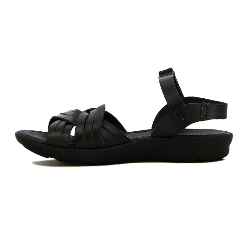 Country Sandalia Casual Cuero Tiras Combinada Cruzadas Negro