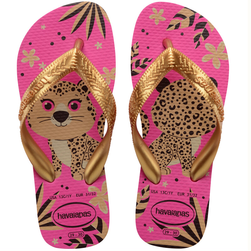 Sandalias Infantiles Havaianas Kids Top Pets Rosa - Dorado