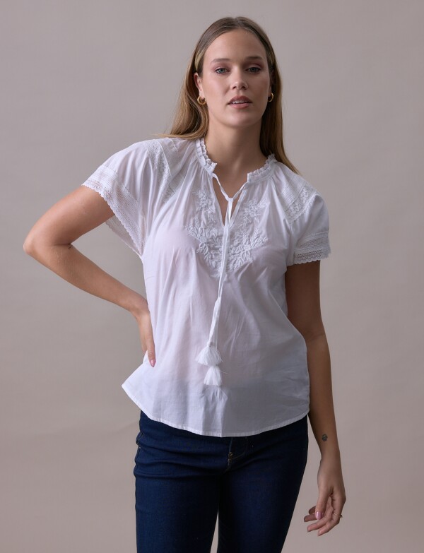 Blusa Algodon Det Puntilla BLANCO