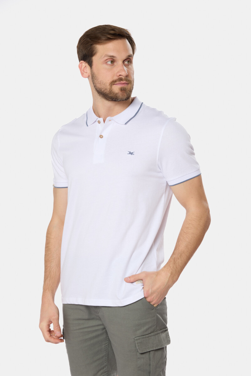 REMERA POLO JERSEY RAYADA - Blanco 