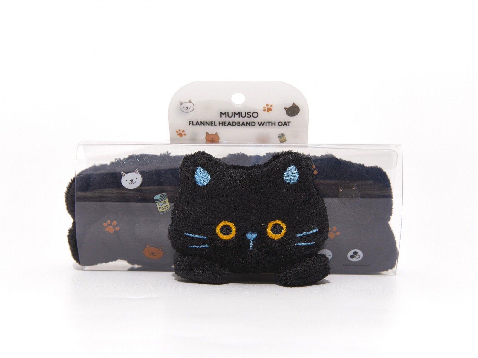 DIADEMA DE FRANELA CON GATO (NEGRO) 