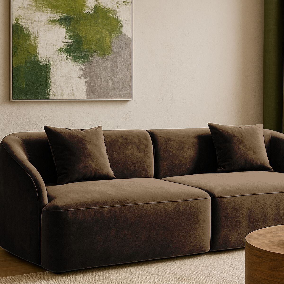 SOFA MOCA MARRÓN 3 CUERPOS 