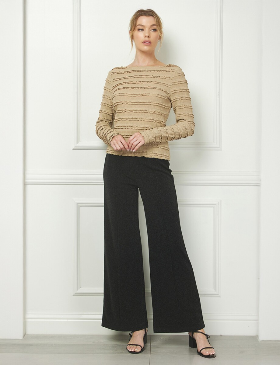 Pantalon Wide Leg Brillo - Negro 