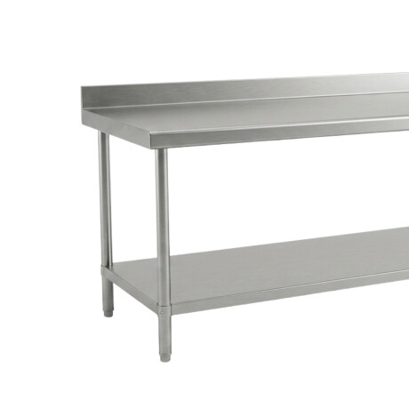 Mesada de Trabajo con Estante y Respaldo de Acero Inoxidable 200 x 60 x 85 cm Mesada de Trabajo con Estante y Respaldo de Acero Inoxidable 200 x 60 x 85 cm