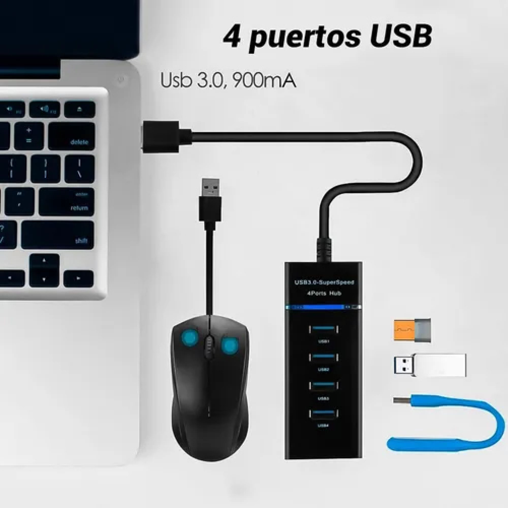 HUB zapatilla USB 3.0 alta velocidad con 4 puertos — LST