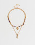 Collares Cortos Con Piedra Natural Collar Corto Bañado En Oro Con Piedra Natural - Dorado
