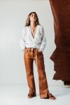 Leather jeans Camel