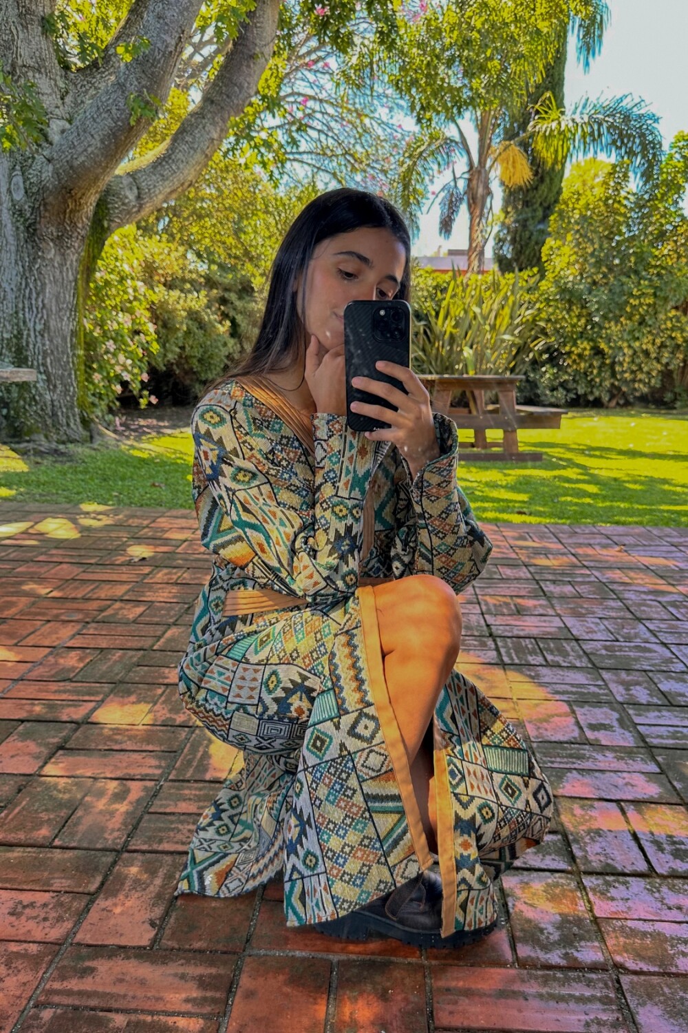 Coat Dress Estampado Base Beige