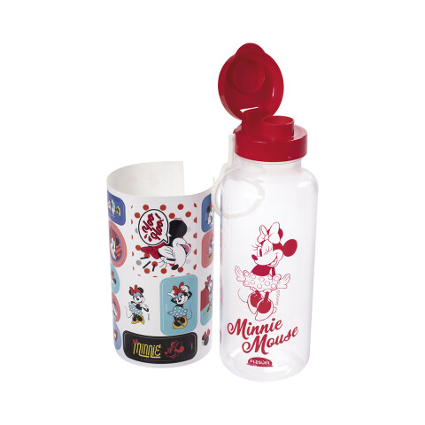 Botella Plática Abre Fácil Minnie 600 ml con Adhesivos U